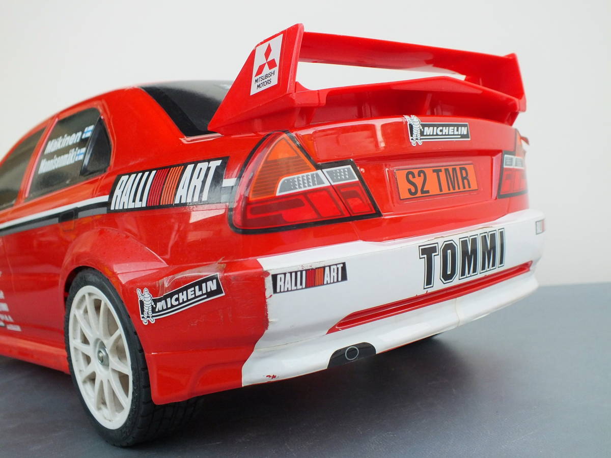 全長43cm タミヤRCカー(三菱ランサーエボリューション)中古美品の部類 4WDラリー ランエボ マッキネン