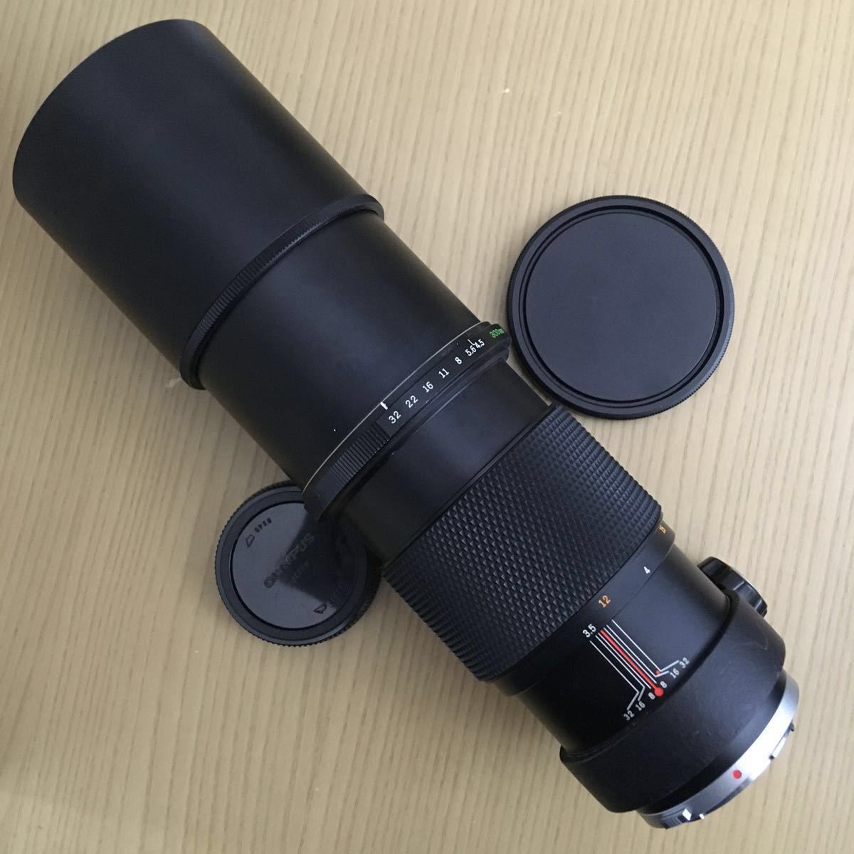 OLYMPUS OM SYSTEM F.Zuiko Auto-T 300mm f4.5 動作も写りもOK 前後キャップ、フィルター(72mm SKYLIGHT (1A))、三脚座付き OM-SYSTEM