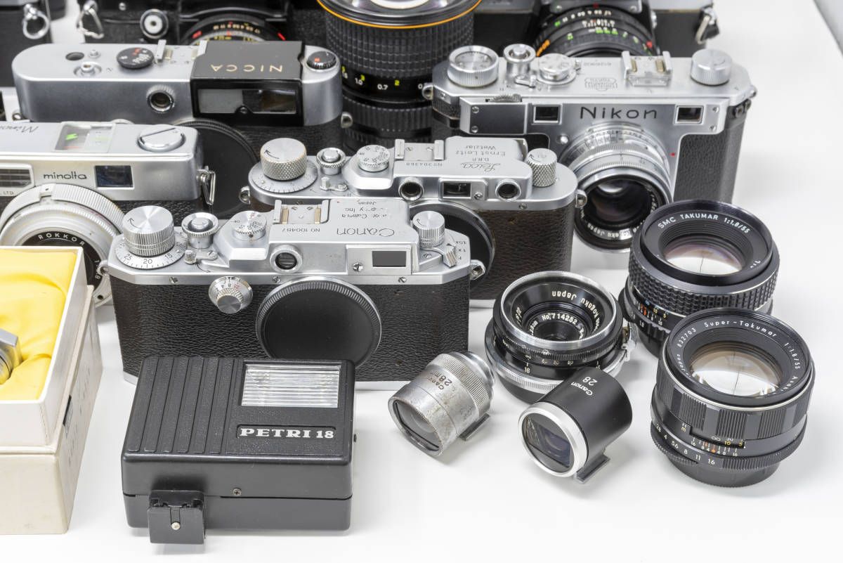 各種 フィルムカメラ レンズ等 ジャンクセット(Nikon, Canon, PENTAX, OLYMPUS, MINOLTA, NICCA, PETRI, Tokina, Leica)