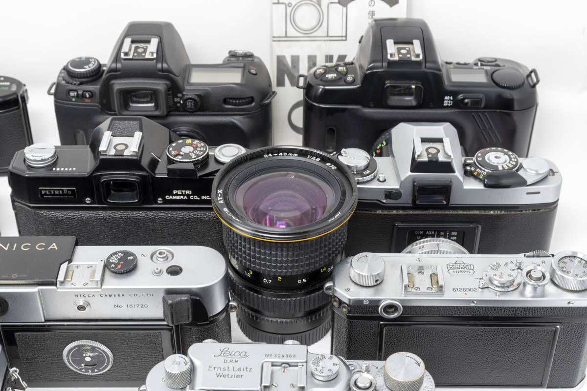 各種 フィルムカメラ レンズ等 ジャンクセット(Nikon, Canon, PENTAX, OLYMPUS, MINOLTA, NICCA, PETRI, Tokina, Leica)