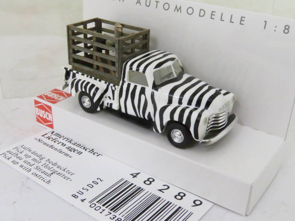 BUSCH Amerikanischer Liefewagen ダチョウ運搬ピックアップトラック 箱付 1/87 ニレ