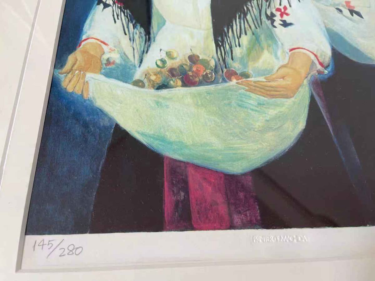 真作 芝田米三 145/280 額装 民族の女性像 独立美術協会 絵画 美術品 芸術品 額縁入り 39.5×41.5cm 版画 印あり 美人画の巨匠
