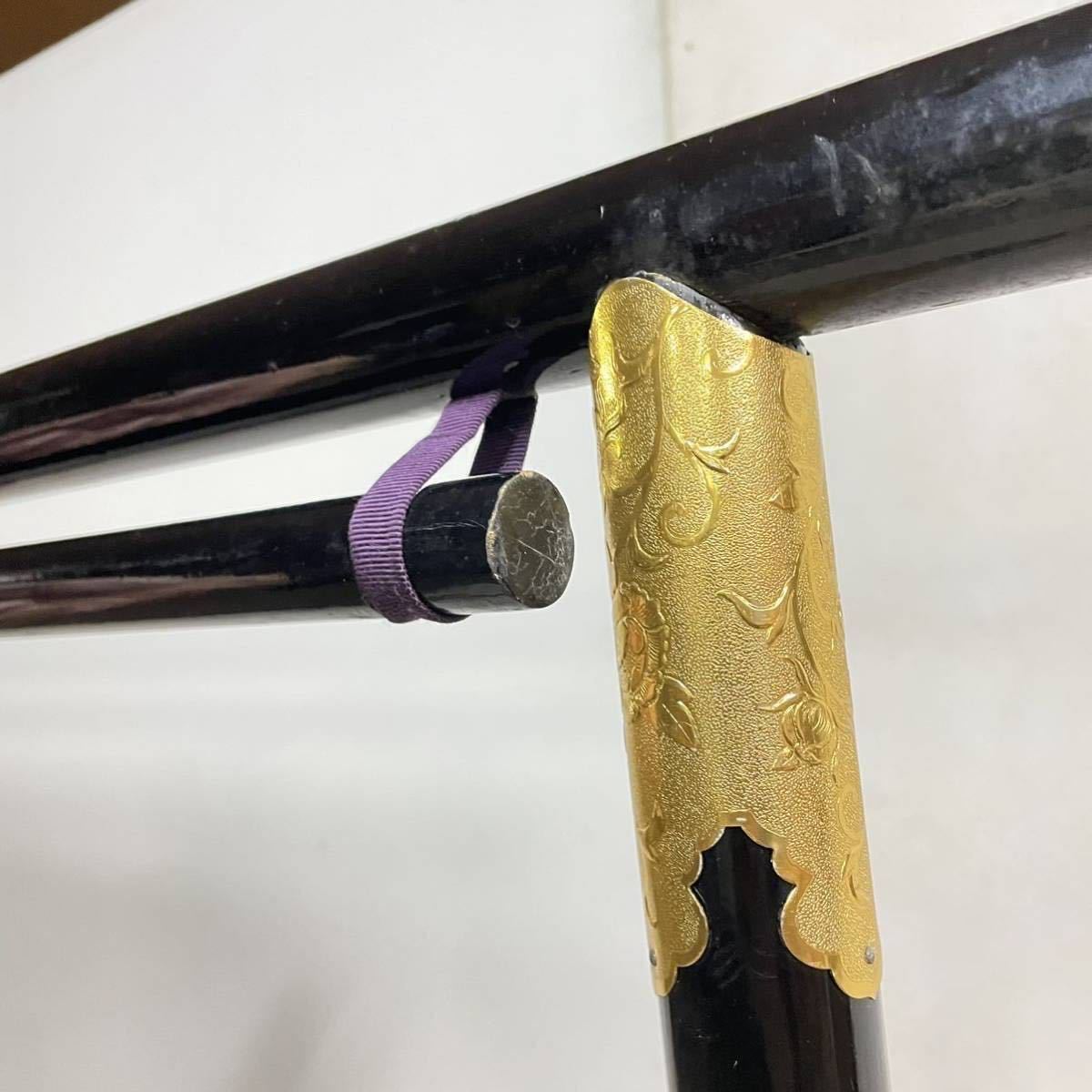 二段大衣桁　黒　金金具付き　2セット 61-201-1_main.jpg