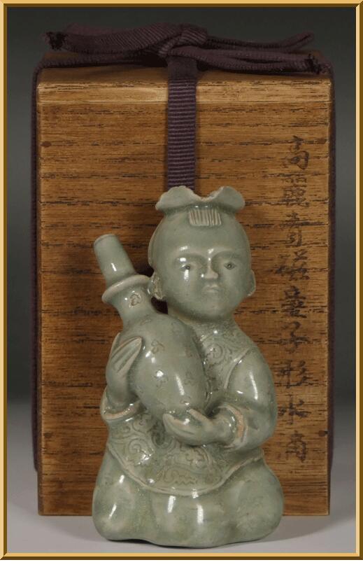 高麗青磁　陰刻蜂文　四耳小壺　現代美術品　李朝 朝鮮美術 陶磁器 | 李朝白磁小壺 李朝後期 18世紀 | gallery陽々