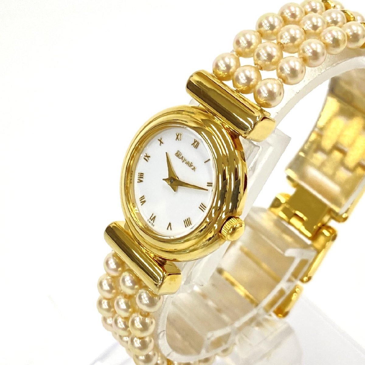 【新品電池】マジョリカ 18K ゴールド パール ドレス レディース 腕時計 Bibian 比比昂 - 1円スタート 稼働品 MAJORICA マジョリカ