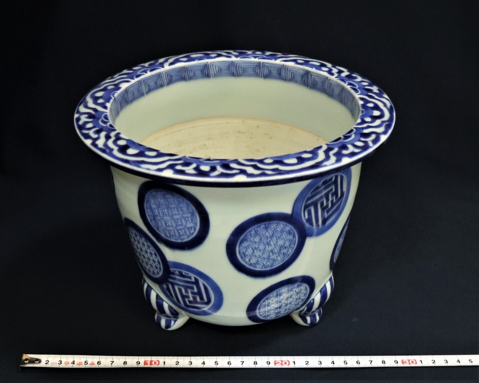Bibian 比比昂 - 古伊万里 染付三足植木鉢 盆栽鉢 高さ18cm