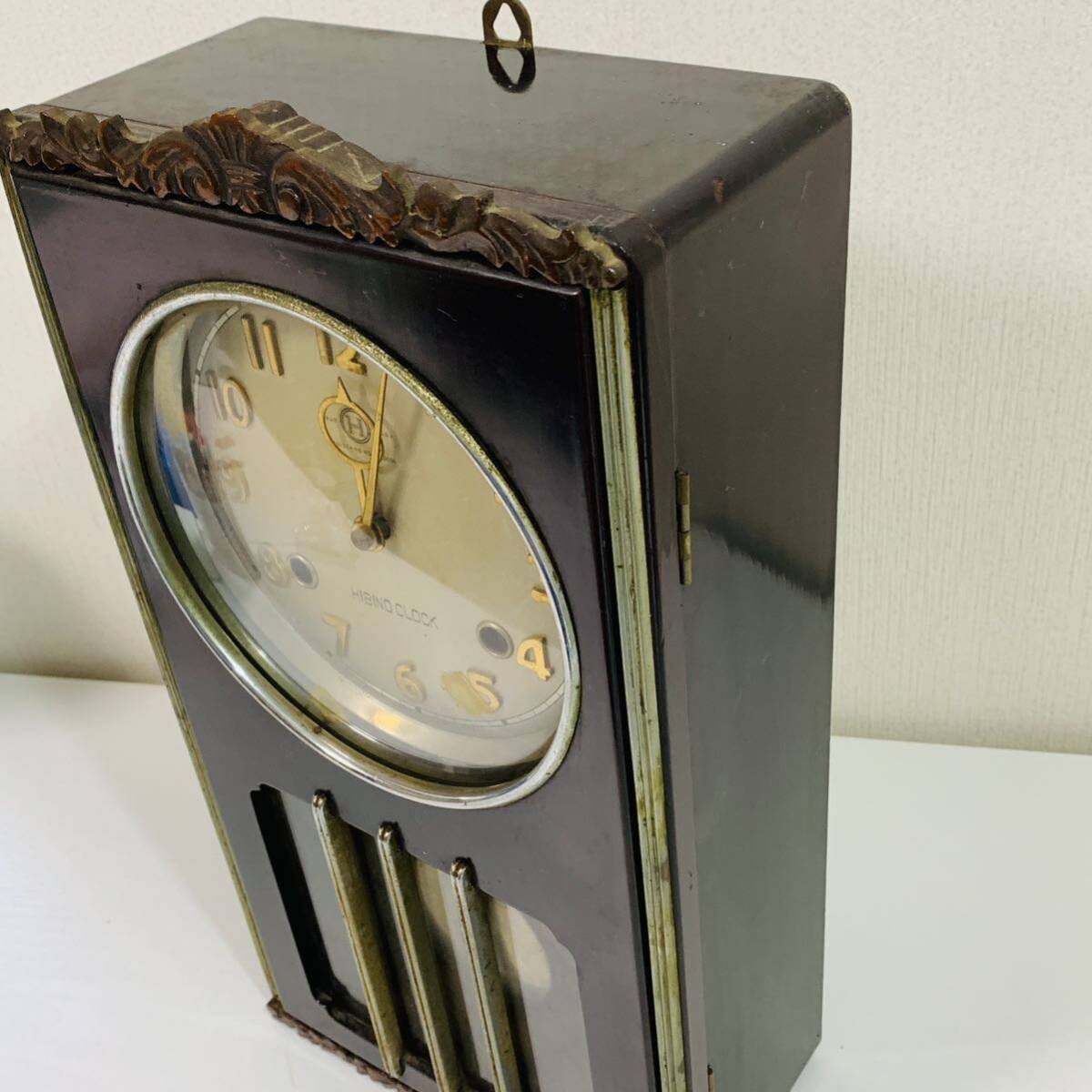 〚完動品・メンテナンス済み〛日比野時計　振り子時計　ボンボン時計　HIBINO Hibino Clock 日比野時計の掛時計 ゼンマイ付き 稼働品 ボンボン