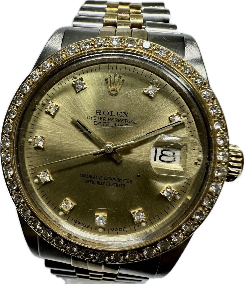 ROLEX 16013 コンビジュビリーブレス　デイトジャスト　16233 YG ロレックス デイトジャスト SS×YGコンビ アイボリーピラミッド