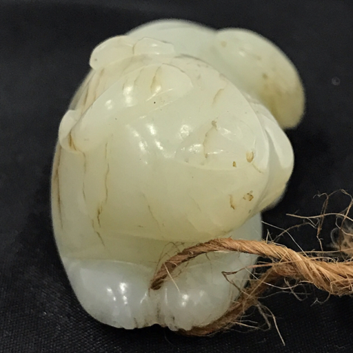 中国白砡獣形彫刻 唐物 古玩 文物商店 白玉 和田玉 総重量約77.2