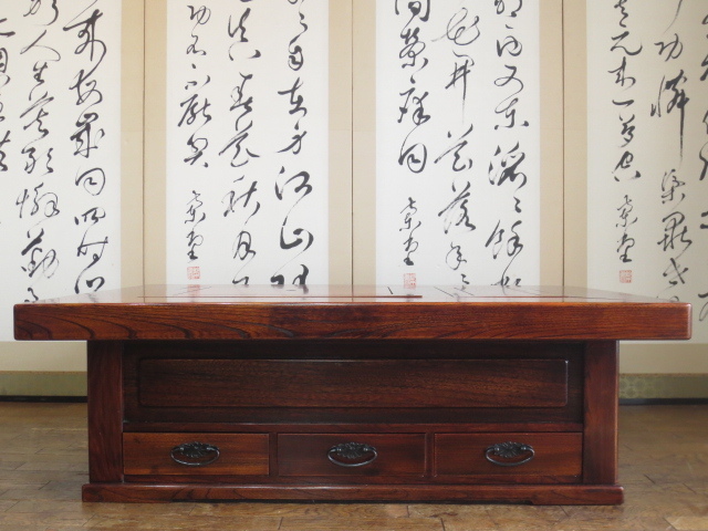 Bibian 比比昂 - 逸品 重厚 総欅 ケヤキ 無垢材 天板厚み60mm 3
