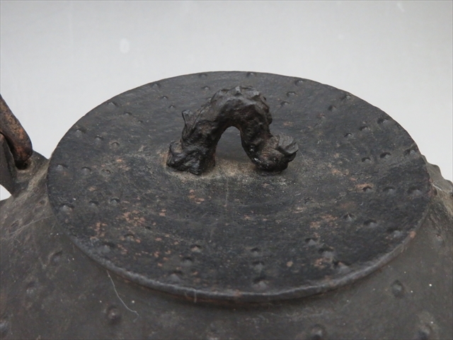 鉄瓶 宝鉄堂 及川鉄作 兜形源氏霰鉄瓶 南部鉄瓶