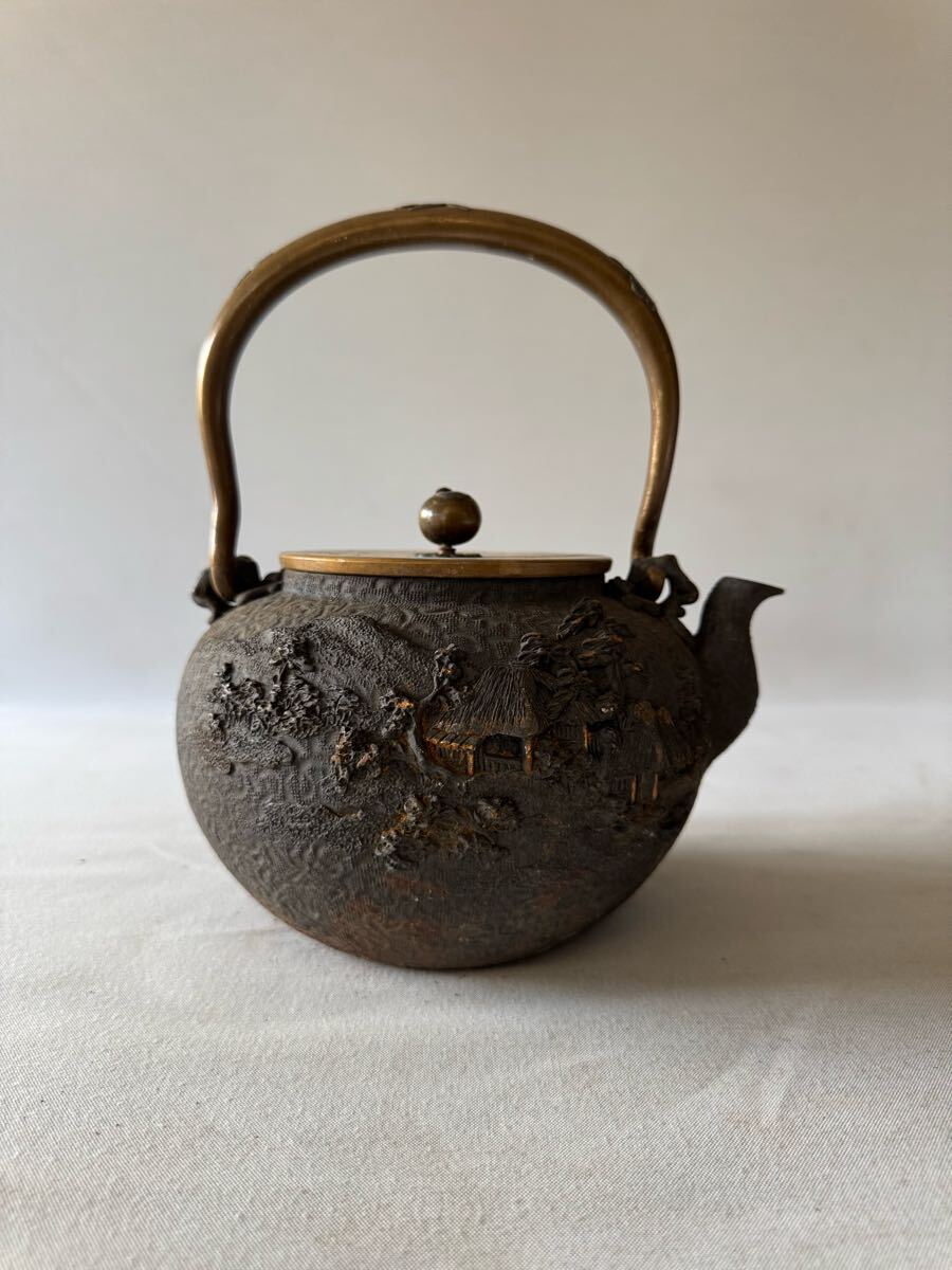 煎茶道具 銅製蓋 煎茶道具 銅製蓋 時代鉄瓶 時代物 極上品 初だし品